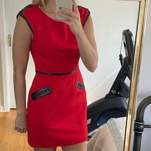 Sheath Dress with Leather Accents
